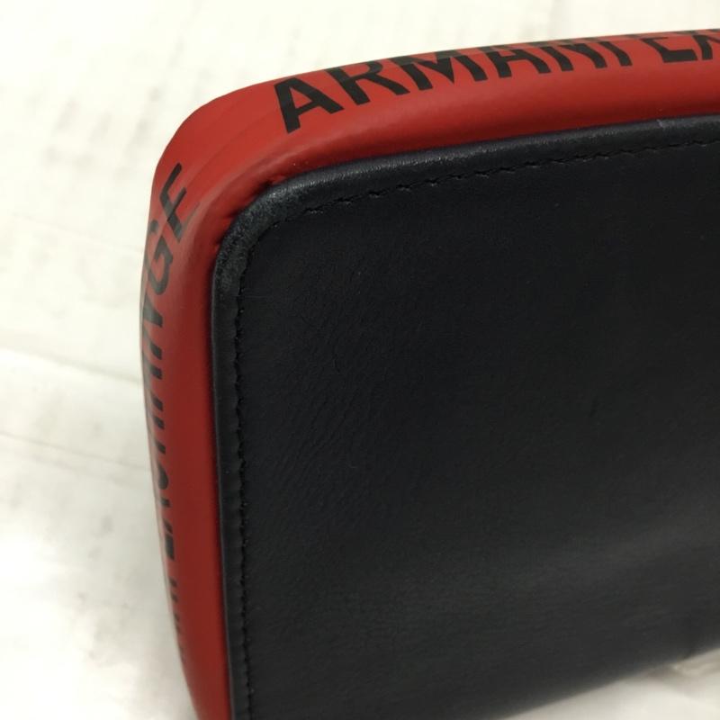アルマーニエクスチェンジ A/X ARMANIEXCHANGE 財布 長財布 ラウンドファスナー レザー ロゴ、文字 紺 / ネイビー / X 赤 / レッド /  メンズ USED 古着 中古 10109119