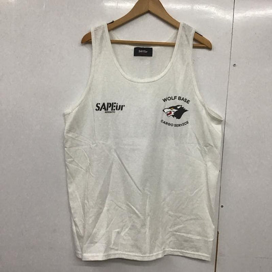 サプール SAPEur タンクトップ タンクトップ a0023-373 タンクトップ ノースリーブカットソー L プリント 白 / ホワイト /  メンズ USED 古着 中古 10143686