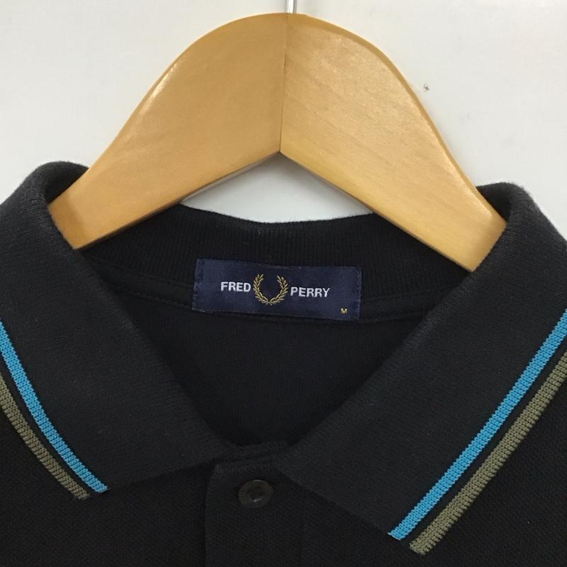 フレッドペリー FRED PERRY ポロシャツ 長袖 長袖ポロシャツ 長袖カットソー カラーシャツ M ロゴ、文字 黒 / ブラック /  メンズ USED 古着 中古 10129890