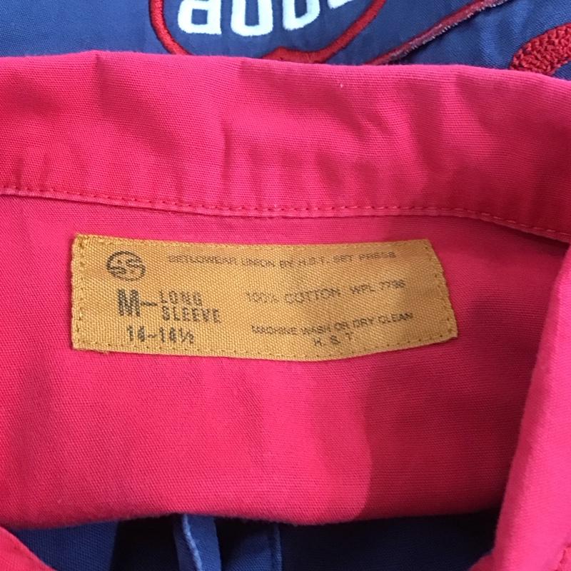 ヒューストン HOUSTON シャツ、ブラウス 長袖 長袖シャツ カラーシャツ ポケットシャツ 長袖カットソー M ロゴ、文字 紺 / ネイビー / X 赤 / レッド /  メンズ USED 古着 中古 10112820