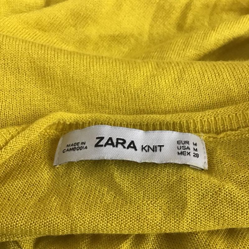 ザラニット ZARA KNIT カットソー 半袖 半袖ニットカットソー クルーネックカットソー 半袖セーター M 無地 黄 / イエロー /  レディース USED 古着 中古 10105850