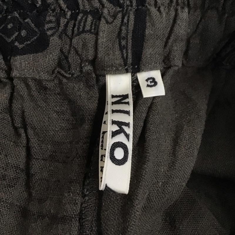 ニコアンド niko and... パンツ スラックス T203DL04SW プリントゆるパンツ リネン M 総柄 カーキ / カーキ /  レディース USED 古着 中古 10129297