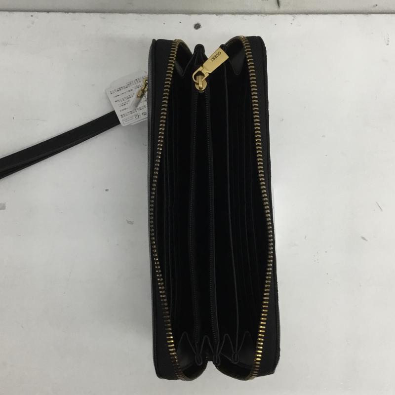 ゲス Guess 財布 長財布 ロゴ、文字 黒 / ブラック / X 金 / ゴールド /  レディース USED 古着 中古 10124384
