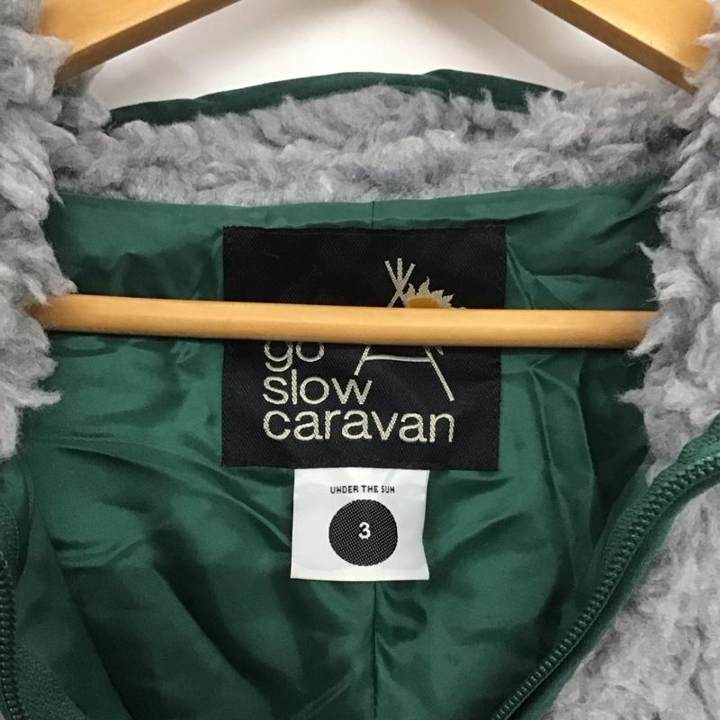 ゴースローキャラバン go slow caravan ジャケット、上着 ジャンパー、ブルゾン 320257 ボア フード付き 3 ロゴ、文字 灰 / グレー / X 緑 / グリーン /  メンズ USED 古着 中古 10140224