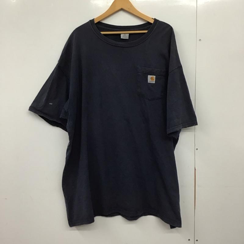カーハート Carhartt Tシャツ 半袖 半袖カットソー プリントTシャツ クルーネックカットソー XXL ロゴ、文字 紺 / ネイビー /  メンズ USED 古着 中古 10150343