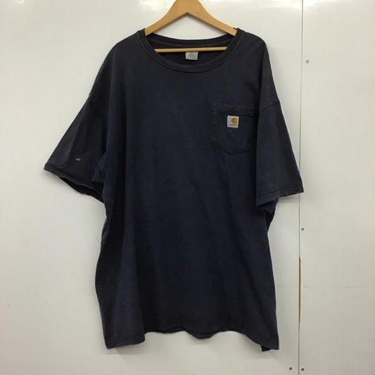 カーハート Carhartt Tシャツ 半袖 半袖カットソー プリントTシャツ クルーネックカットソー XXL ロゴ、文字 紺 / ネイビー /  メンズ USED 古着 中古 10150343
