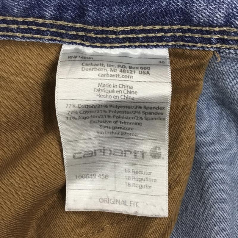 カーハート Carhartt パンツ デニム、ジーンズ デニムパンツ ストレートパンツ ワイドパンツ カジュアルパンツ ロゴ、文字 インディゴ / インディゴ /  メンズ USED 古着 中古 10114078