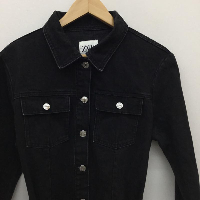 ザラ ZARA ワンピース ひざ丈スカート デニム地 L 無地 黒 / ブラック /  レディース USED 古着 中古 10138284