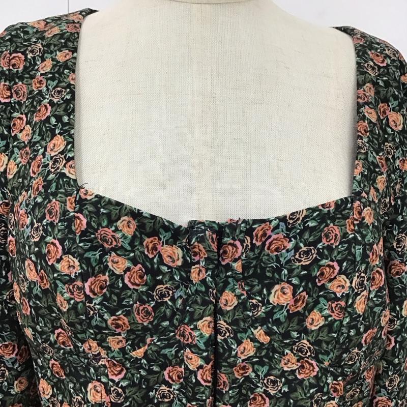 ザラ ZARA カーディガン 長袖 8510 756 800 ショート丈 スクエアネック フロントホック M 花柄 マルチカラー / マルチカラー /  レディース USED 古着 中古 10126471