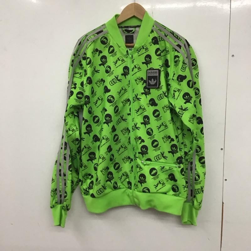 アディダス adidas ジャケット、上着 ジャンパー、ブルゾン M ロゴ、文字 薄緑 / ライトグリーン /  メンズ USED 古着 中古 10134533