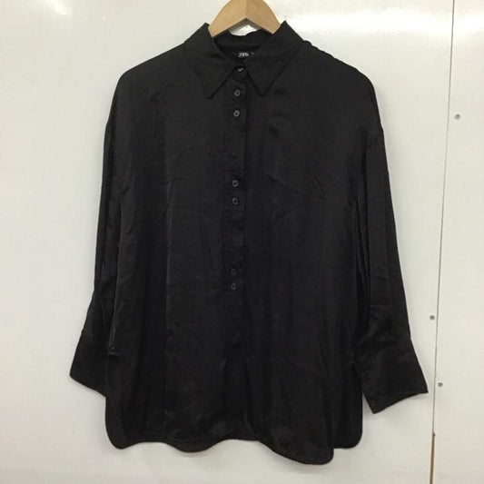 ザラ ZARA シャツ、ブラウス 長袖 長袖シャツ 無地シャツ カラーシャツ S 無地 黒 / ブラック /  レディース USED 古着 中古 10136440