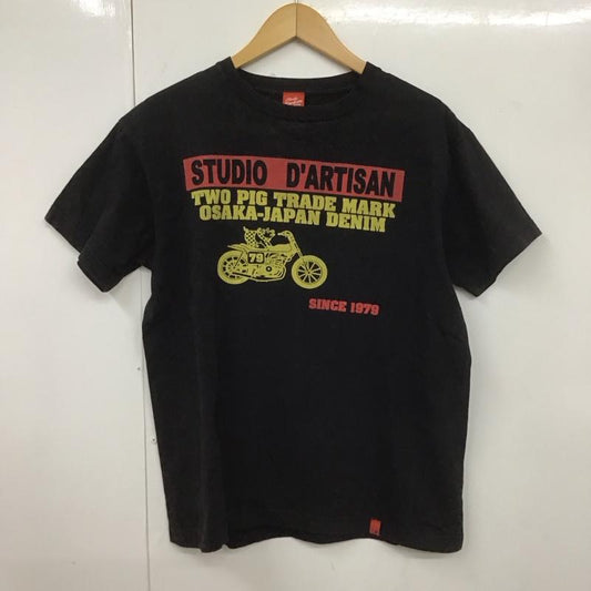 ステュディオ・ダ・ルチザン STUDIO D ARTISAN Tシャツ 半袖 半袖カットソー プリントTシャツ クルーネックカットソー M プリント X ロゴ、文字 黒 / ブラック /  メンズ USED 古着 中古 10107128