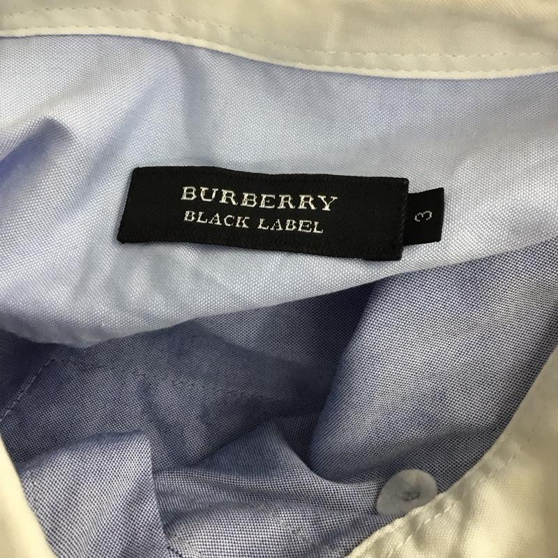 バーバリーブラックレーベル BURBERRY BLACK LABEL シャツ、ブラウス 長袖 長袖シャツ カラーシャツ ポケットシャツ 長袖カットソー 3 ロゴ、文字 水色 / ライトブルー /  メンズ USED 古着 中古 10114629