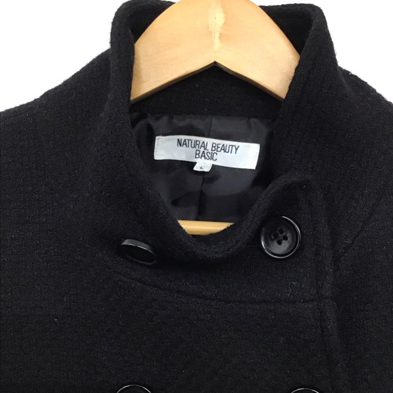 ナチュラルビューティーベーシック NATURAL BEAUTY BASIC コート コート一般 長袖ロングコート アウター カジュアルジャケット L 無地 黒 / ブラック /  レディース USED 古着 中古 10142663