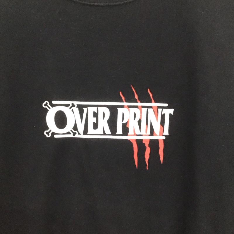 オーバープリント over print Tシャツ 半袖 半袖カットソー プリントTシャツ クルーネックカットソー XL ロゴ、文字 黒 / ブラック /  メンズ USED 古着 中古 10145725
