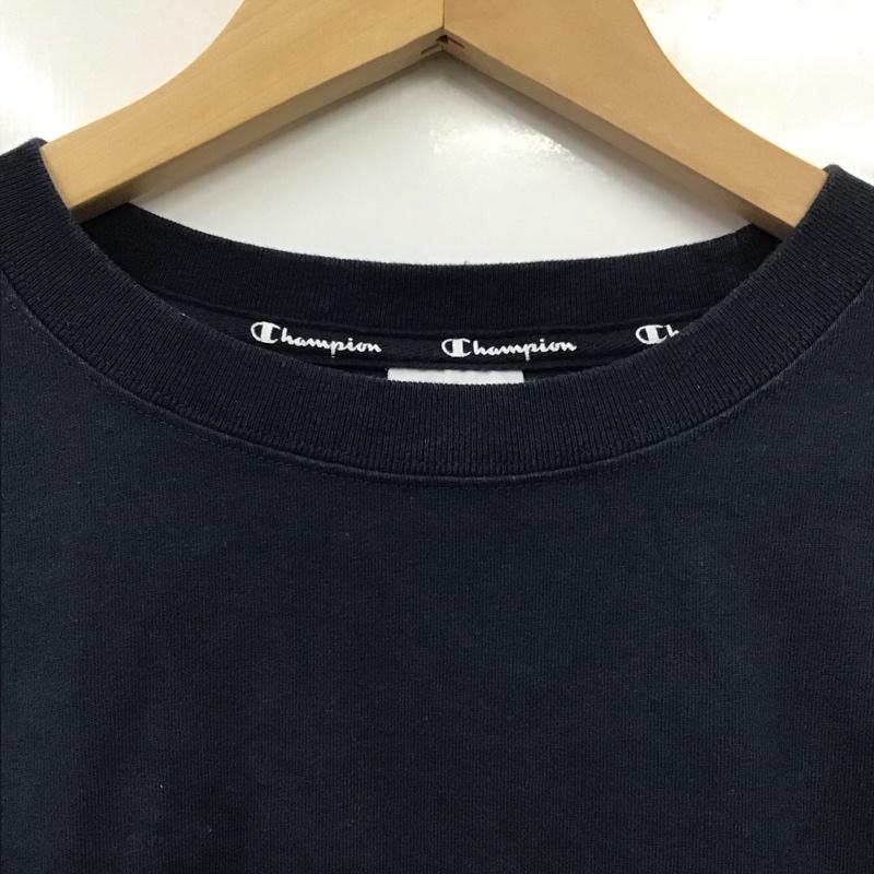 チャンピオン Champion Tシャツ 長袖 C8-Q407 バックロゴ ロンT クルーネック XL ロゴ、文字 紺 / ネイビー /  メンズ USED 古着 中古 10131337