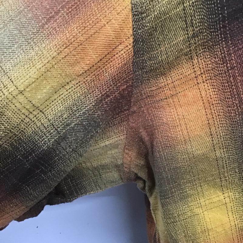 オークランド OAKLAND シャツ、ブラウス 長袖 コットン 胸ポケット L チェック 橙 / オレンジ / X 茶 / ブラウン / X 黄 / イエロー /  メンズ USED 古着 中古 10107653