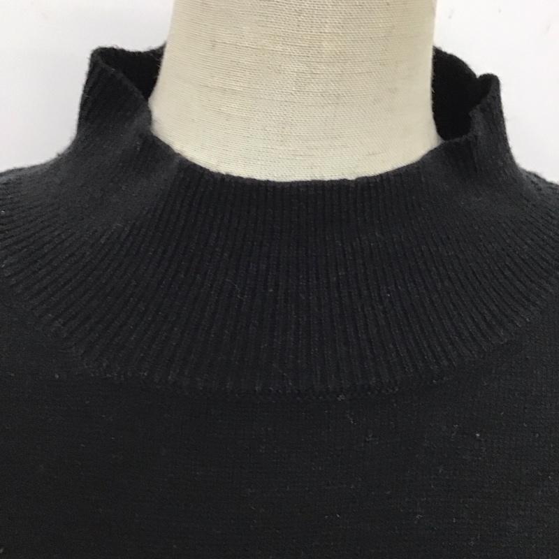 アズールバイマウジー AZUL BY MOUSSY ワンピース ひざ丈スカート 250ESS73-145I スリットニット ニットワンピース モックネック ミドル丈 M 無地 黒 / ブラック /  レディース USED 古着 中古 10122876