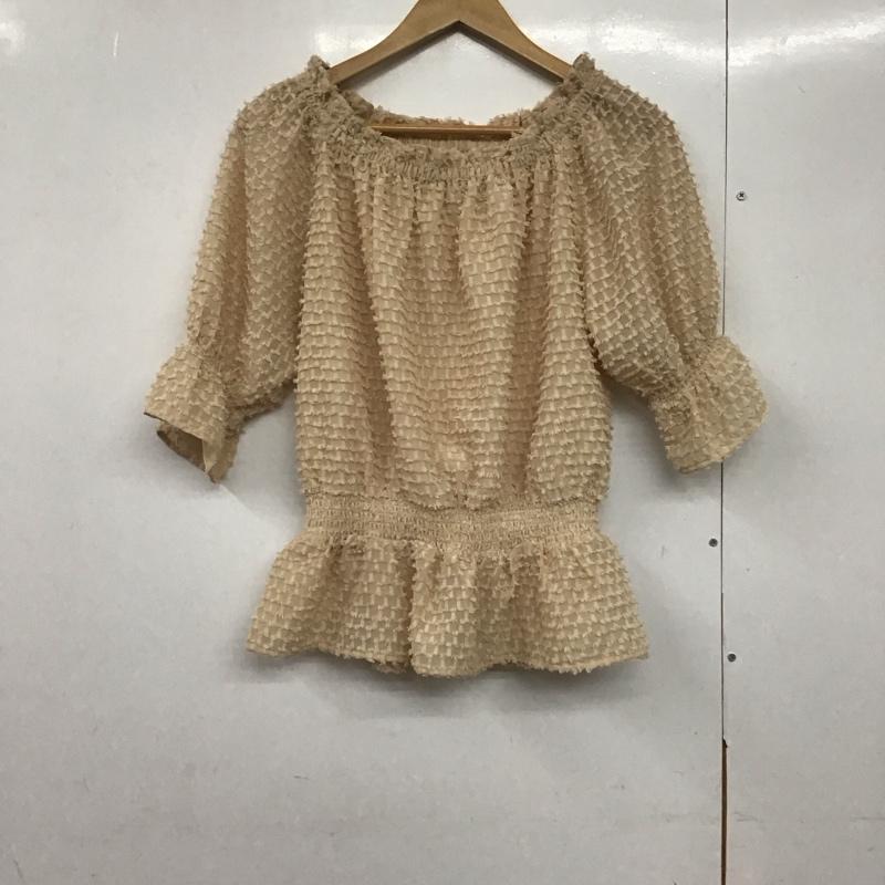 インデックス index カットソー 半袖 半袖カットソー ワイドネック フレアスリーブ FREE 無地 ベージュ / ベージュ /  レディース USED 古着 中古 10143824
