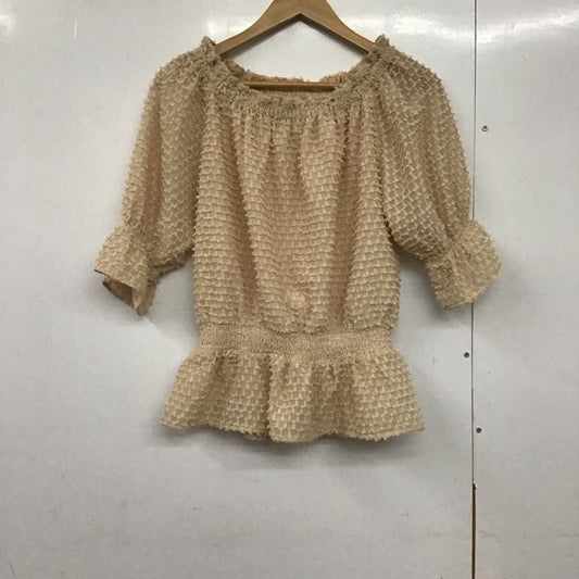 インデックス index カットソー 半袖 半袖カットソー ワイドネック フレアスリーブ FREE 無地 ベージュ / ベージュ /  レディース USED 古着 中古 10143824