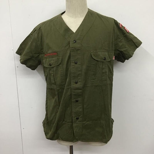 チャムス CHUMS シャツ、ブラウス 半袖 CH02-1054 ノーカラーシャツ L ワンポイント カーキ / カーキ /  メンズ USED 古着 中古 10108178