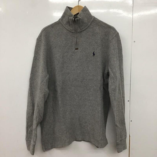 ポロラルフローレン POLO RALPH LAUREN ニット、セーター 長袖 長袖ニットカットソー スタンドネック セーター L ロゴ、文字 灰 / グレー /  メンズ USED 古着 中古 10146982