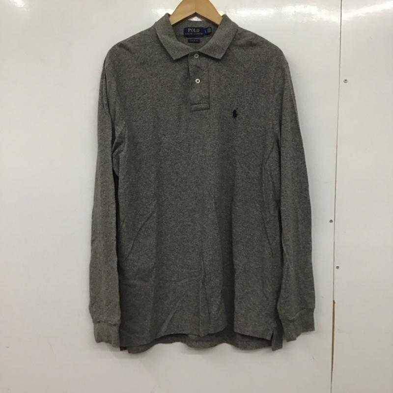 ポロラルフローレン POLO RALPH LAUREN ポロシャツ 長袖 長袖ポロシャツ 長袖カットソー カラーシャツ L ロゴ、文字 灰 / グレー /  メンズ USED 古着 中古 10139689