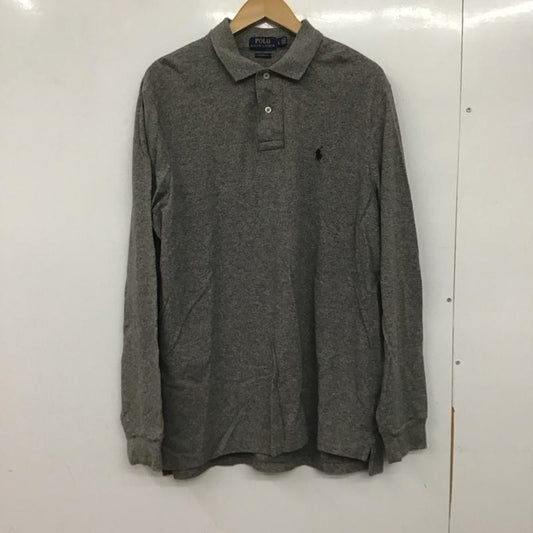 ポロラルフローレン POLO RALPH LAUREN ポロシャツ 長袖 長袖ポロシャツ 長袖カットソー カラーシャツ L ロゴ、文字 灰 / グレー /  メンズ USED 古着 中古 10139689