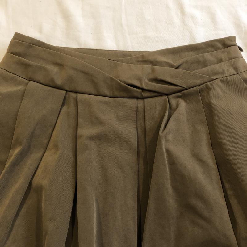 ランバン コレクション LANVIN collection スカート ひざ丈スカート タフタスカート 40 無地 X  茶 / ブラウン / X カーキ / カーキ /  レディース USED 古着 中古 10031204