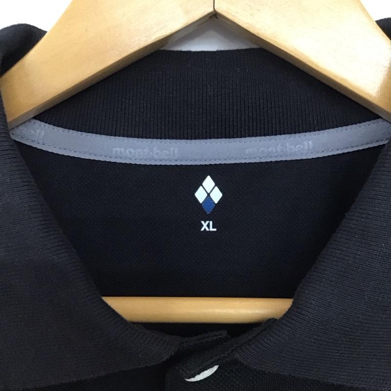 モンベル mont-bell ポロシャツ 半袖 2104803 コアスパンポロシャツ 半袖ポロシャツ 半袖カットソー XL ロゴ、文字 黒 / ブラック /  メンズ USED 古着 中古 10133116