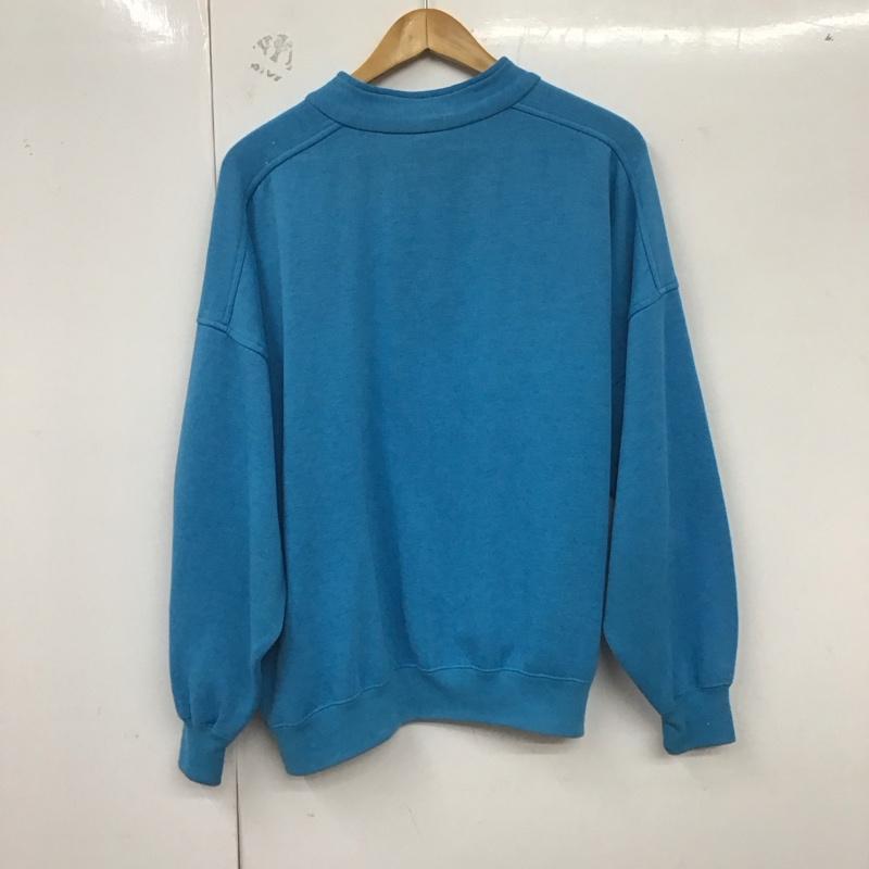 ナイキ NIKE トレーナー 長袖 長袖トレーナー スウェット ジップアップネック プルオーバー 90s XL ロゴ、文字 青 / ブルー /  メンズ USED 古着 中古 10129062
