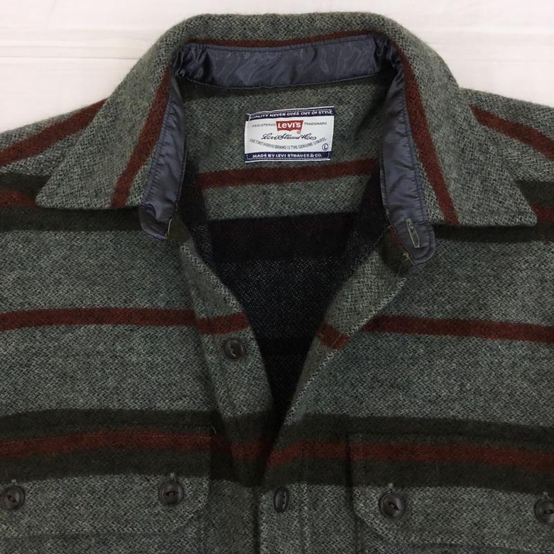 リーバイス Levi s シャツ、ブラウス 長袖 54762-59 90s L ボーダー柄 緑 / グリーン / X 橙 / オレンジ /  メンズ USED 古着 中古 10143569