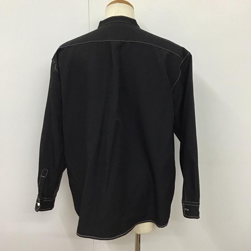 センスオブプレイス SENSEOFPLACE シャツ、ブラウス 長袖 aa04-13a001 バンドカラーステッチアウトシャツ 長袖シャツ ノーカラーシャツ L 無地 黒 / ブラック /  メンズ USED 古着 中古 10114498