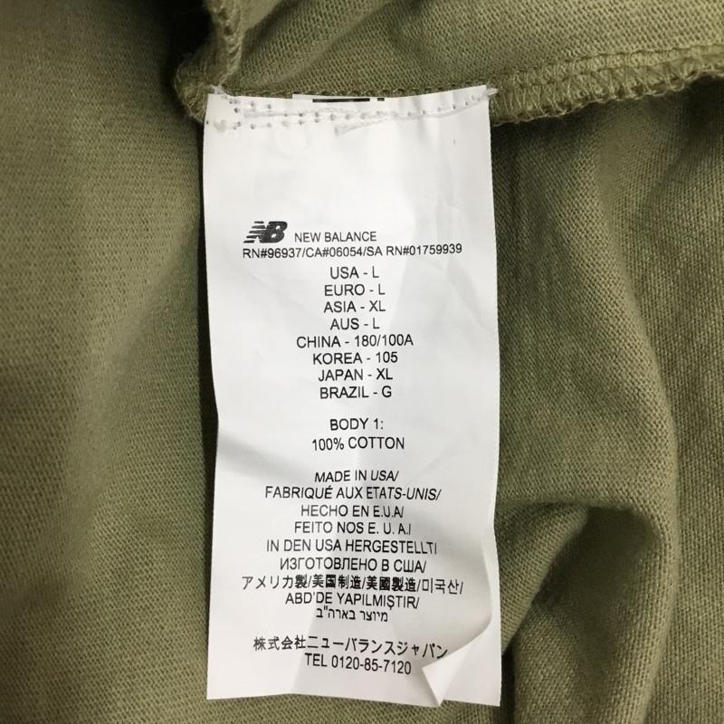 ニューバランス New Balance ポロシャツ 長袖 mt33545 ロングスリーブポロシャツ カラーカットソー 長袖ポロシャツ XL ロゴ、文字 カーキ / カーキ /  メンズ USED 古着 中古 10111922