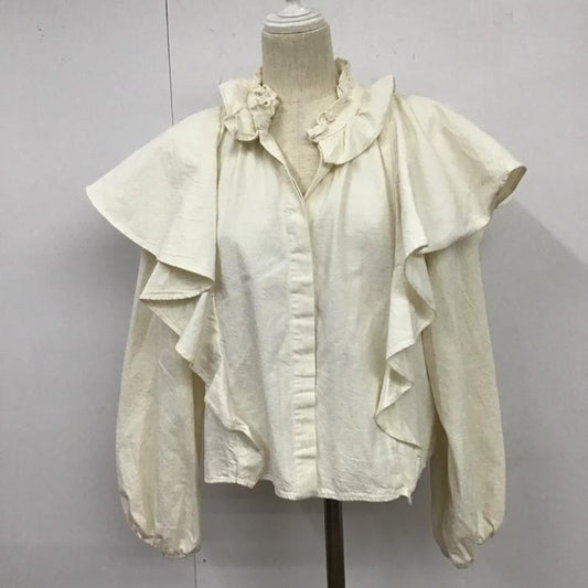 ザラ ZARA シャツ、ブラウス 長袖 0327 001 251 フリル クロップド丈 M 無地 アイボリー / アイボリー /  レディース USED 古着 中古 10126068