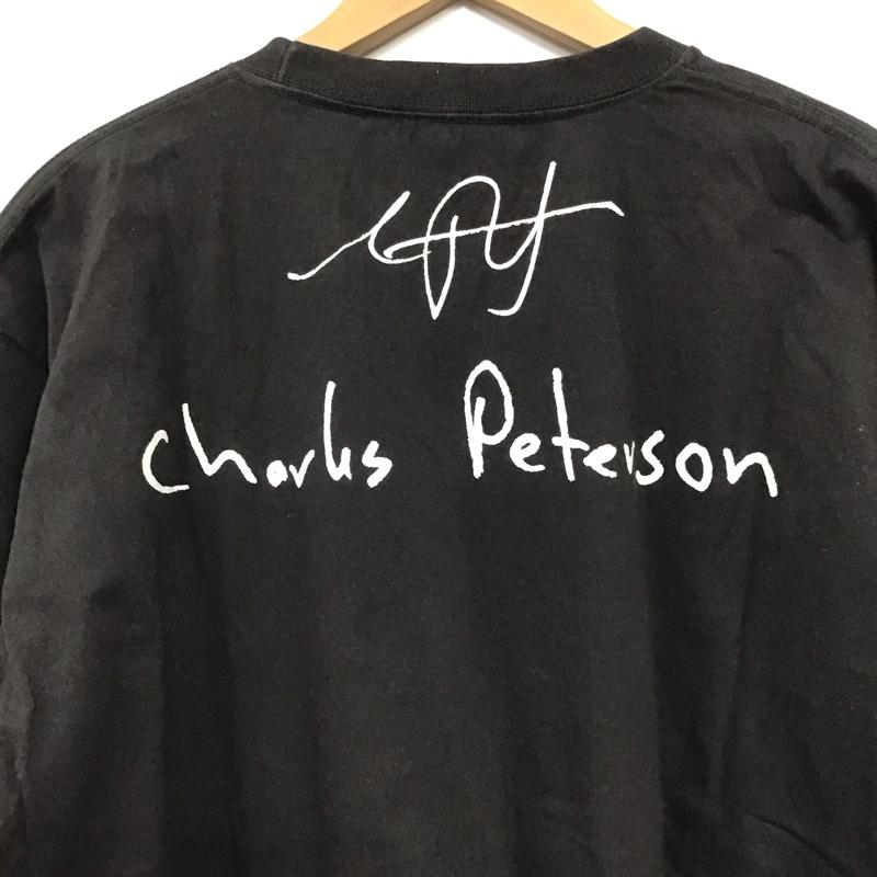 ビオトープ BIOTOP Tシャツ 半袖 半袖カットソー プリントTシャツ クルーネックカットソー charlespeterson XL プリント 黒 / ブラック /  メンズ USED 古着 中古 10141730