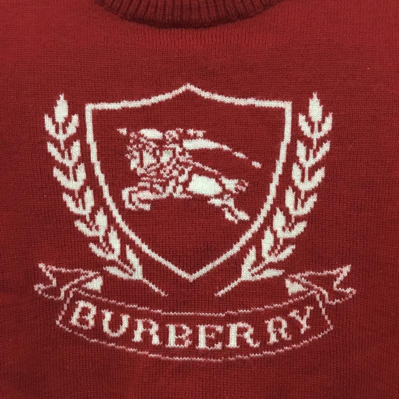 バーバリーロンドン Burberry London ニット、セーター 長袖 長袖ニットカットソー ニット セーター クルーネックニット 110cm ロゴ、文字 赤 / レッド /  ボーイズ USED 古着 中古 10116534