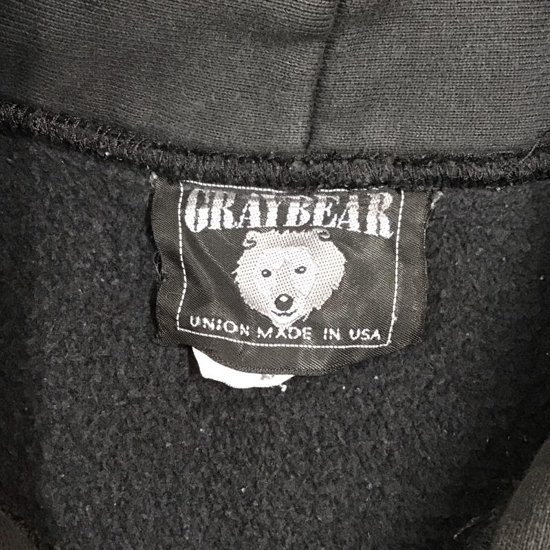 古着 USED パーカー 長袖 長袖パーカー フード付きパーカー ジップアップネック graybear 古着 XXL プリント 黒 / ブラック /  メンズ USED 古着 中古 10113252