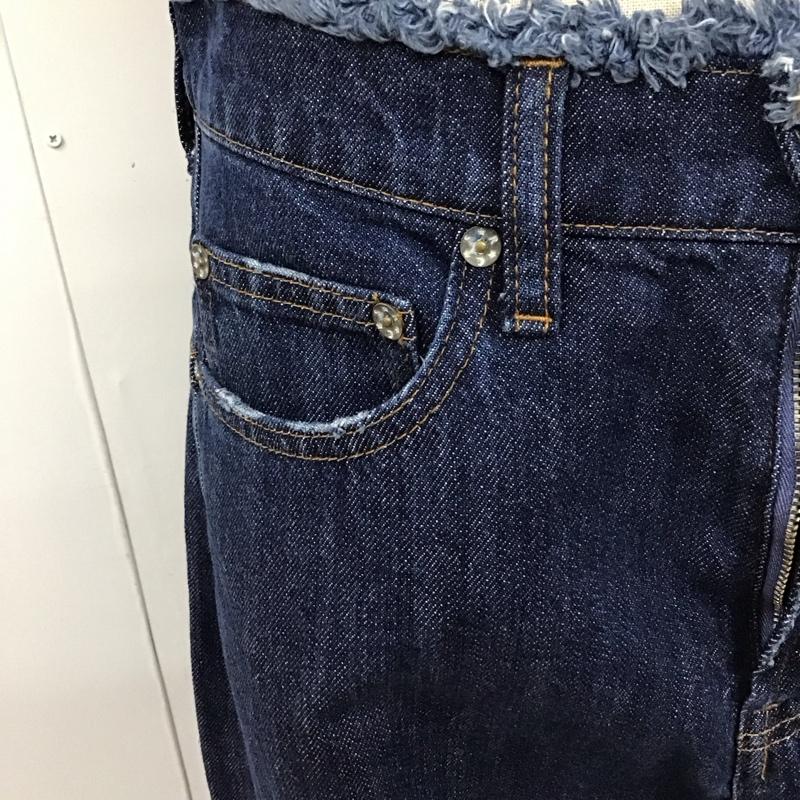ロデオクラウンズ Rodeo Crowns パンツ デニム、ジーンズ 420ASZ11-0360 フリンジ ワイドパンツ S 無地 インディゴ / インディゴ /  レディース USED 古着 中古 10120594
