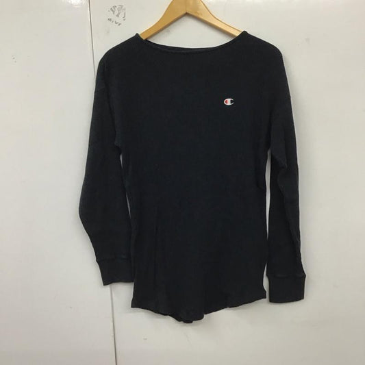 チャンピオン Champion カットソー 長袖 CW-S414 ワッフル クルーネック M ワンポイント 紺 / ネイビー /  レディース USED 古着 中古 10129167