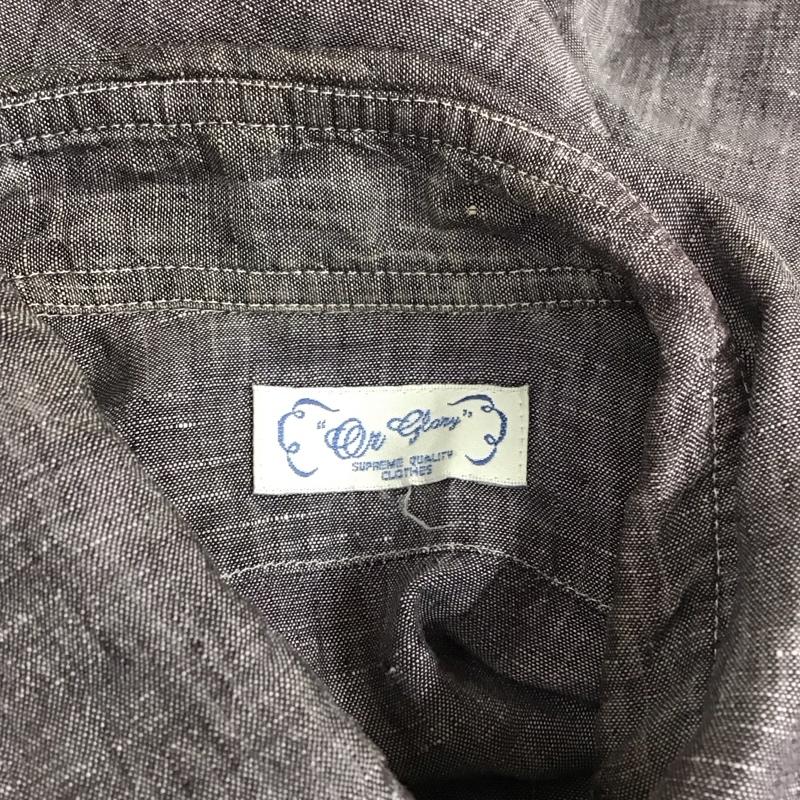 オアグローリー or Glory シャツ、ブラウス 長袖 長袖シャツ カラーシャツ ポケットシャツ 長袖カットソー M ロゴ、文字 灰 / グレー /  メンズ USED 古着 中古 10114674