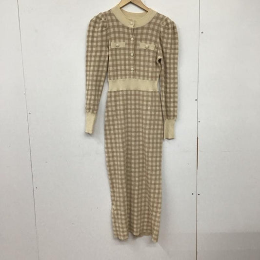 デイシー DEICY ワンピース ロングスカート 長袖ニットロングワンピース ウエスト切り替えワンピース ストレッチ FREE チェック マルチカラー / マルチカラー /  レディース USED 古着 中古 10134188