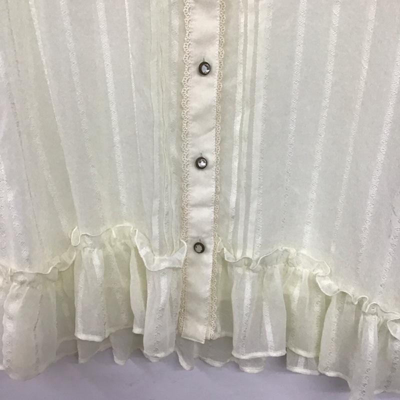 アクシーズファム axes femme シャツ、ブラウス 半袖 半袖シャツ ビックカラーシャツ M ストライプ アイボリー / アイボリー /  レディース USED 古着 中古 10147047