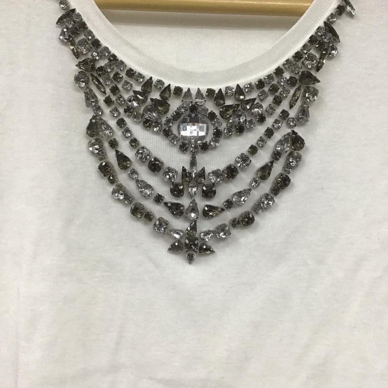 ポロラルフローレン POLO RALPH LAUREN Tシャツ 半袖 ビジュー M 無地 白 / ホワイト /  レディース USED 古着 中古 10142296