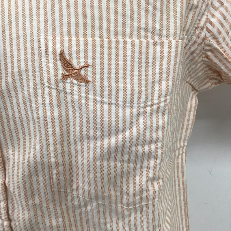 エディーバウアー Eddie Bauer シャツ、ブラウス 半袖 半袖シャツ カラーシャツ カジュアルシャツ ストライプシャツ S ストライプ 橙 / オレンジ /  メンズ USED 古着 中古 10111126