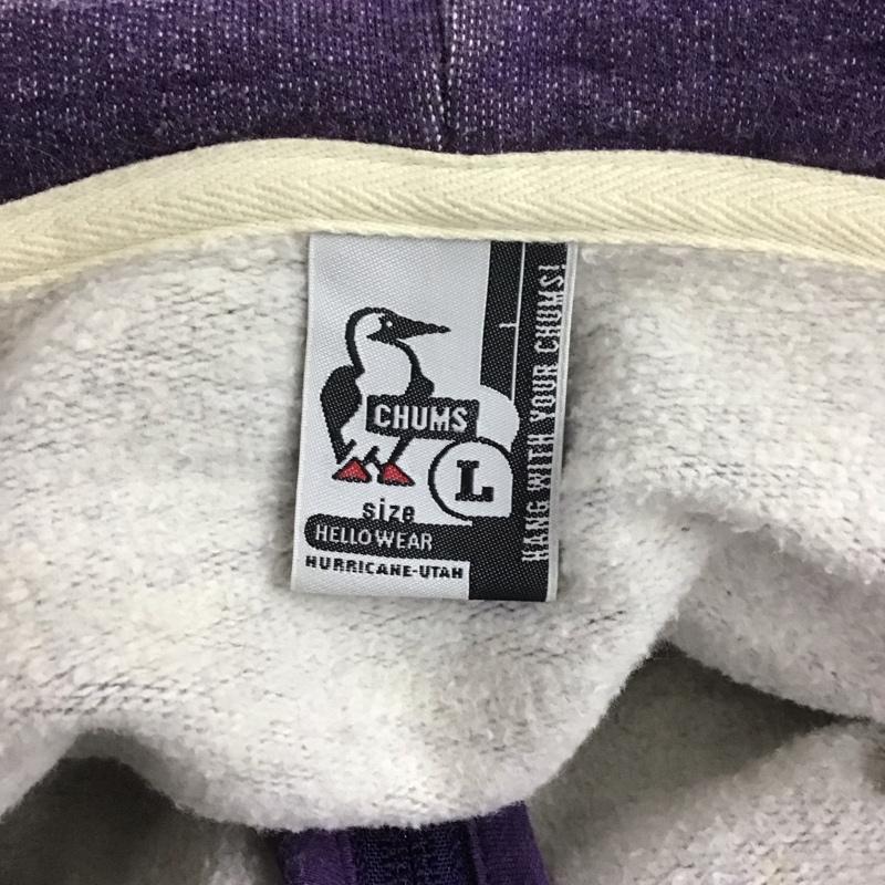 チャムス CHUMS パーカー 長袖 長袖パーカー フード付きパーカー 無地スウェット ジップアップパーカー L 無地 紫 / パープル /  メンズ USED 古着 中古 10106829