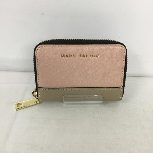 マークジェイコブス MARCJACOBS カードケース カードケース M0013675-697 ラウンドファスナー ロゴ、文字 桃 / ピンク / X ベージュ / ベージュ /  レディース USED 古着 中古 10136342