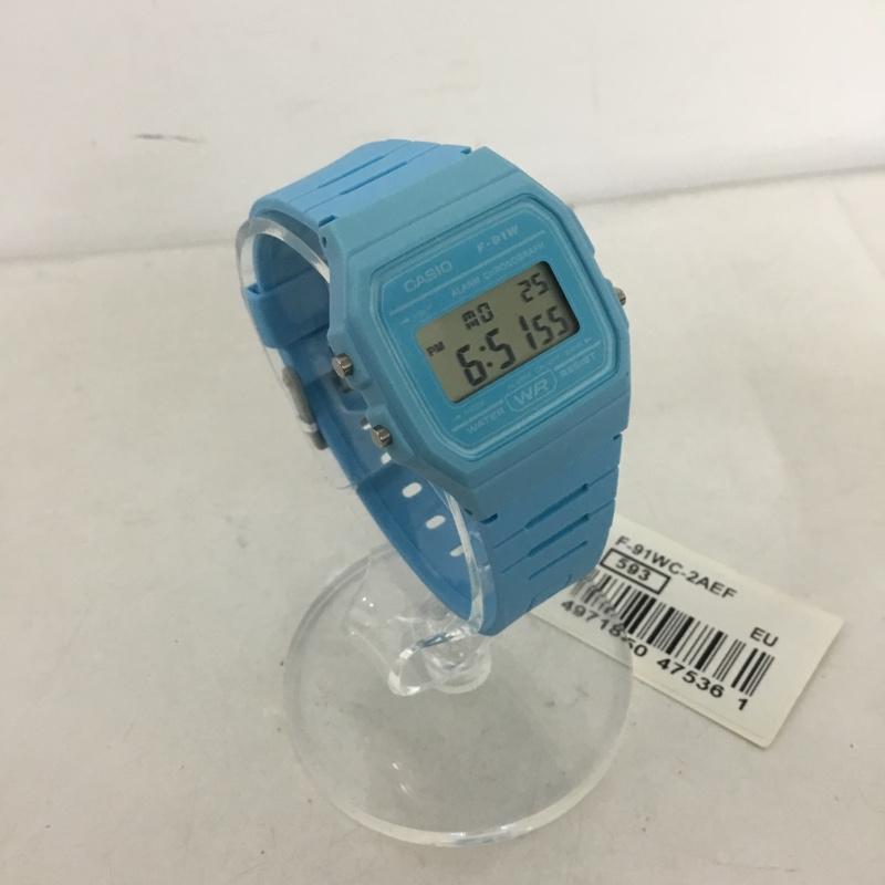 カシオ CASIO 腕時計 デジタル F-91WC-2AEF チープカシオ チプカシ 無地 水色 / ライトブルー /  メンズ USED 古着 中古 10144083