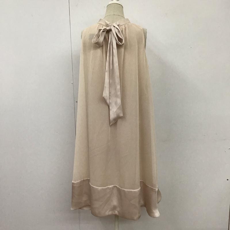 レイビームス Ray BEAMS ワンピース ひざ丈スカート 619A-3485 ノースリーブ シフォン リボン 無地 桃 / ピンク /  レディース USED 古着 中古 10113862
