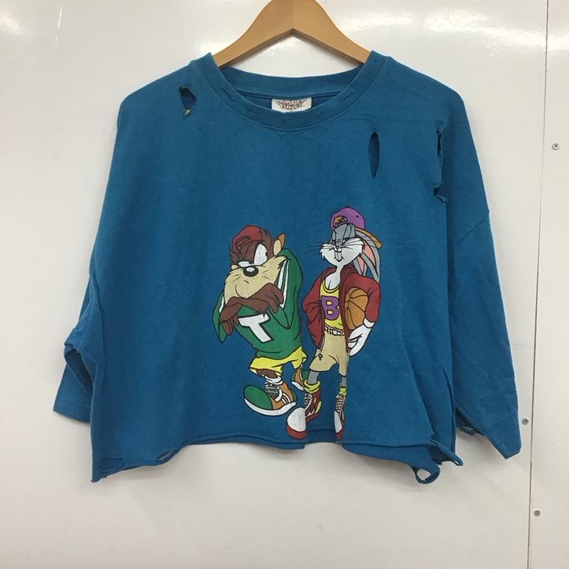 古着 USED Tシャツ 半袖 LOONEY TUNES ショート丈 リメイク LL キャラクター 青 / ブルー /  レディース USED 古着 中古 10147735